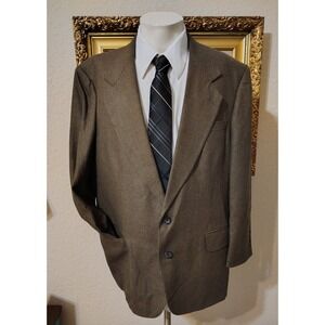 Lana Moda Mens 43R Blazer Fine Italian Fabric Brown Houndstooth Sport Coat